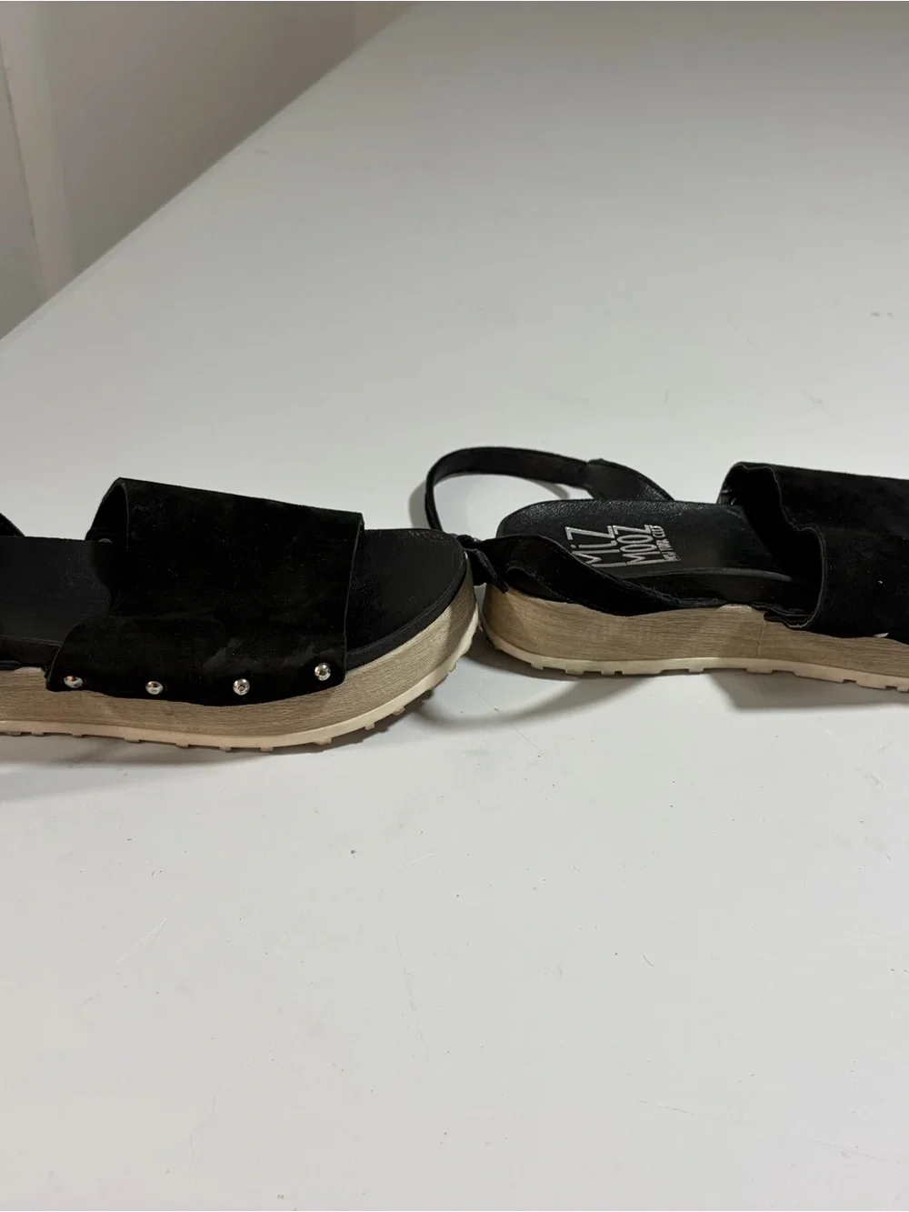 Miz Mooz Stella Black Suede Espadrille Wedge Sandals